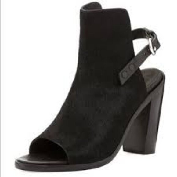 RAG & BONE WYATT BLACK CALF HAIR SLING BACK PEEP TOE HEELED SANDALS - 8 (38) - Picture 1 of 10